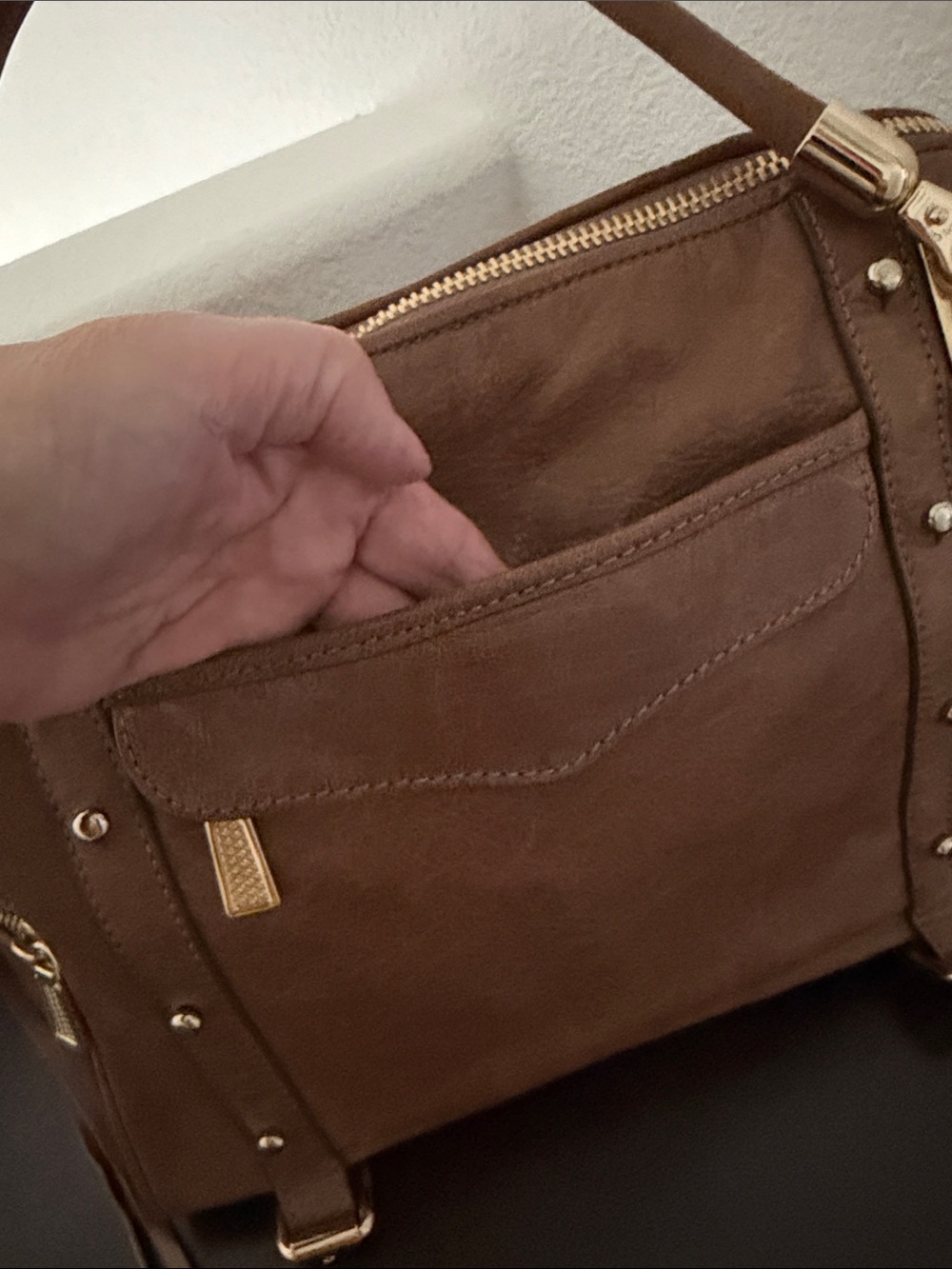 Rebecca Minkoff Brown Leather Cupid Satchel with Gold Hardware. - Picture 12 of 14